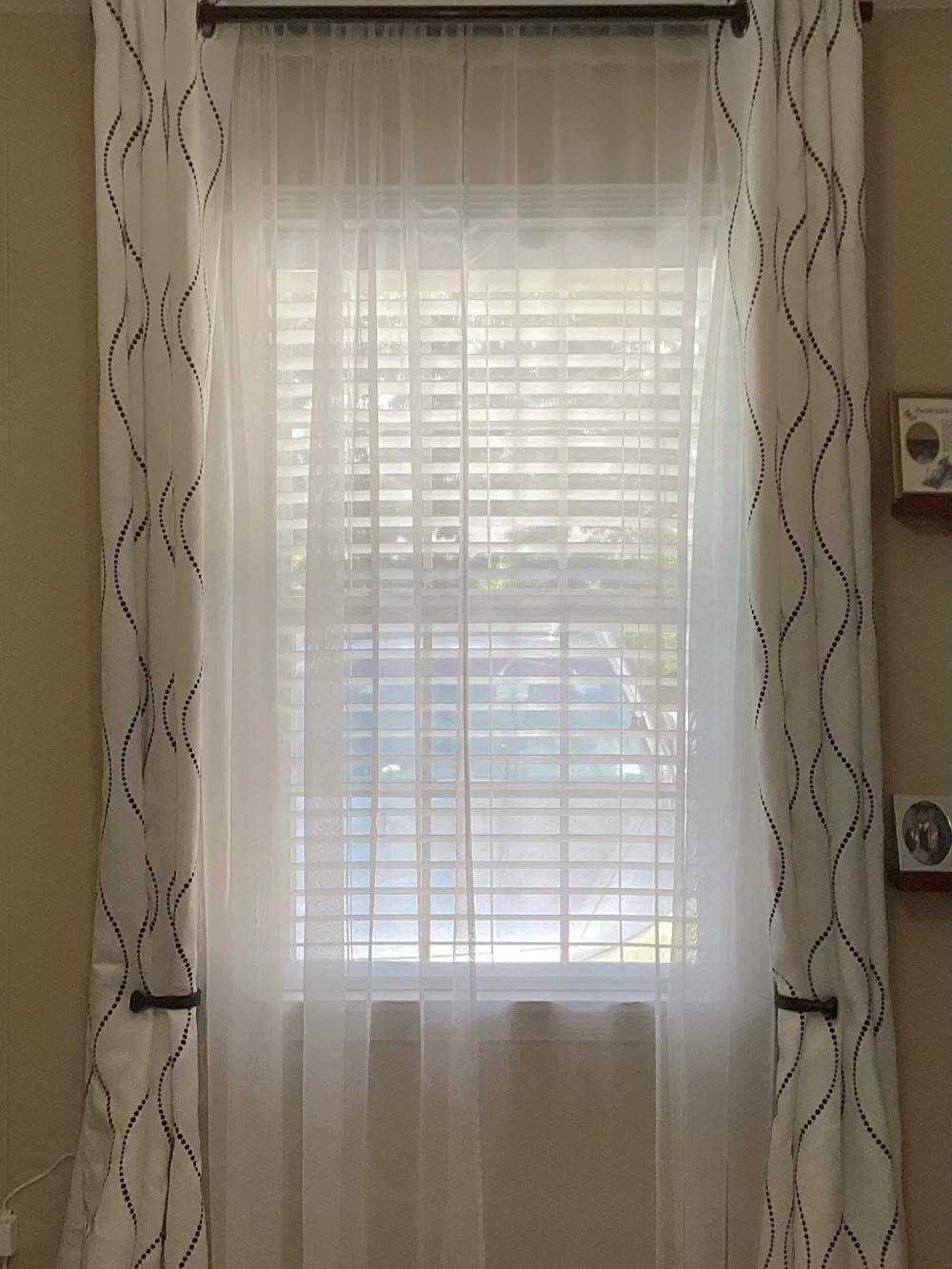 Wave-Dot Pattern Window Curtains in White - Modern Neutral Drapes
